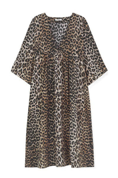 Lund Køb Ganni bomuld/silke kjole leopard F3638
