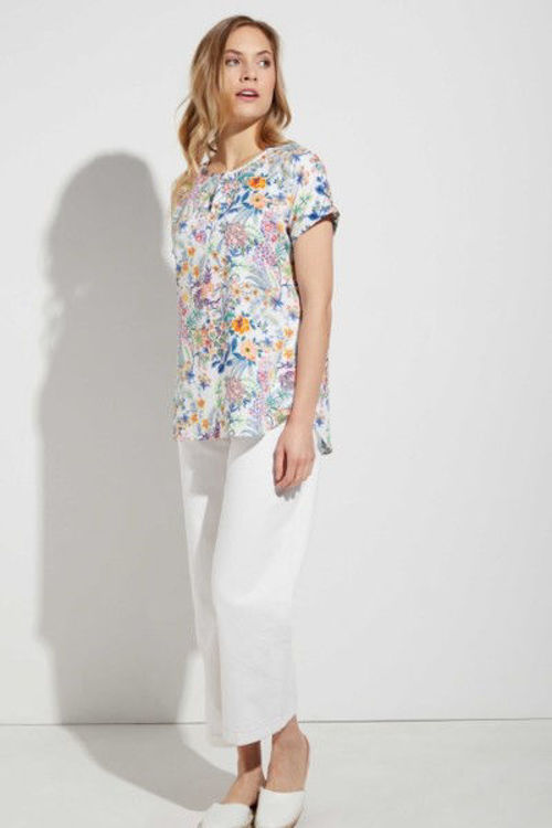 Eterna Modern Classic kortærmet satinbluse print