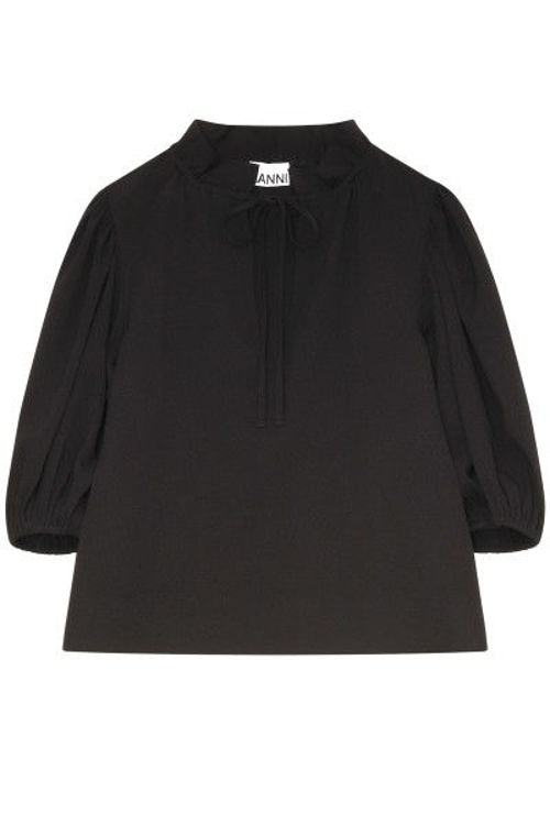 Ganni Heavy Crepe bluse sort