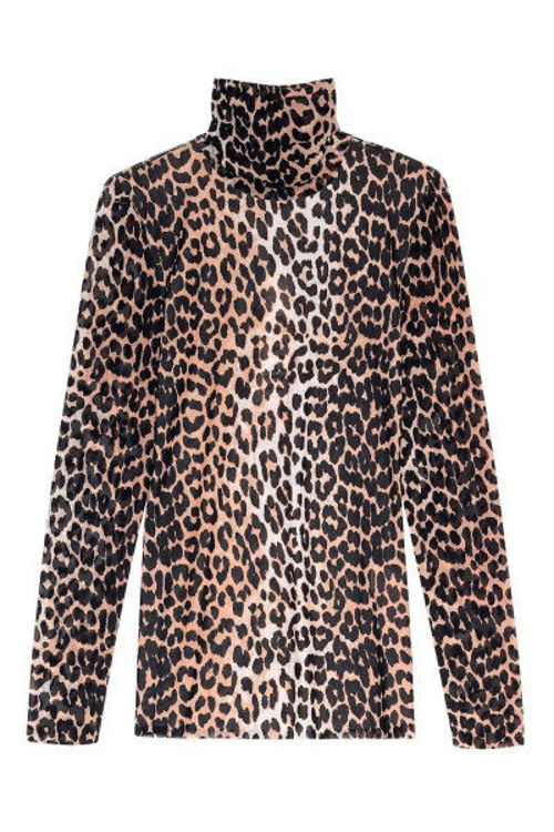 Ganni printed Mesh rullekrave leopard