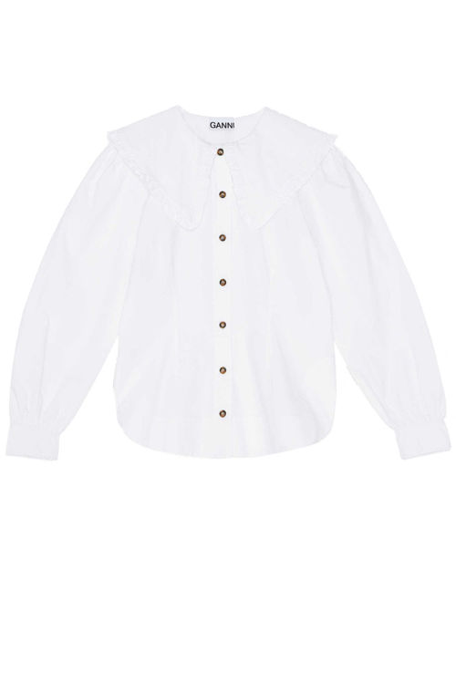 Ganni Fitted poplin skjorte bright white