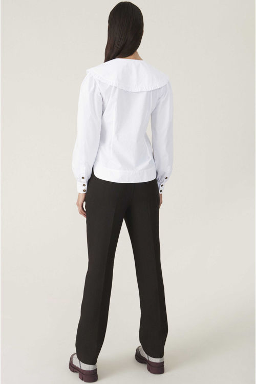 Ganni Fitted poplin skjorte bright white