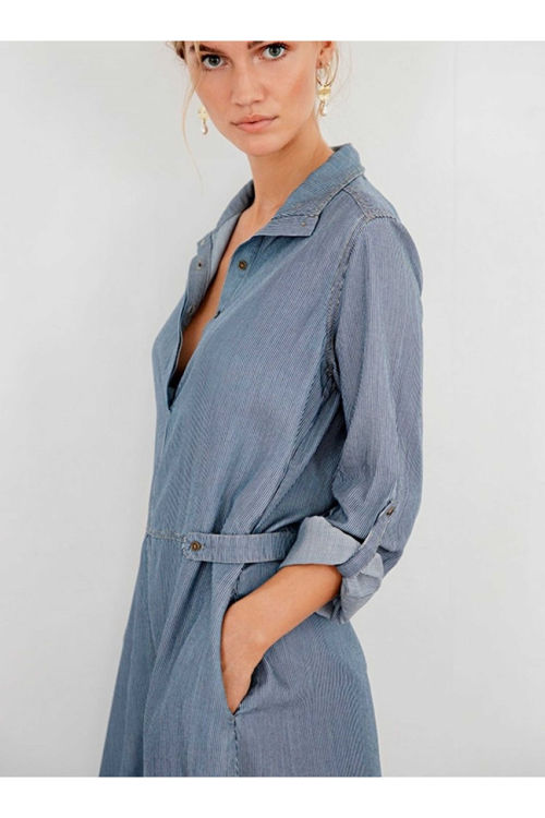 AJ.117 Project Dione kjole indigo stribet