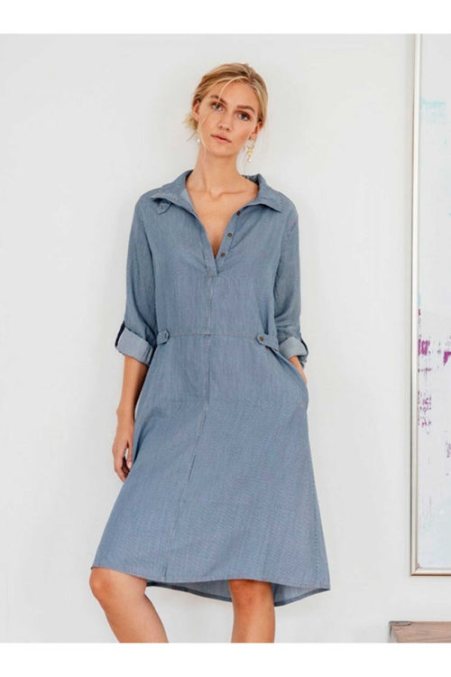 AJ.117 Project Dione kjole indigo stribet