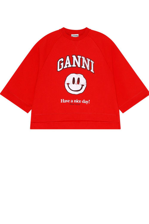 Ganni oversized raglan sweatshirt flame scarlet