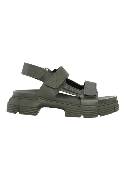 Ganni velcro sandal i genanvendt gummi kalamata