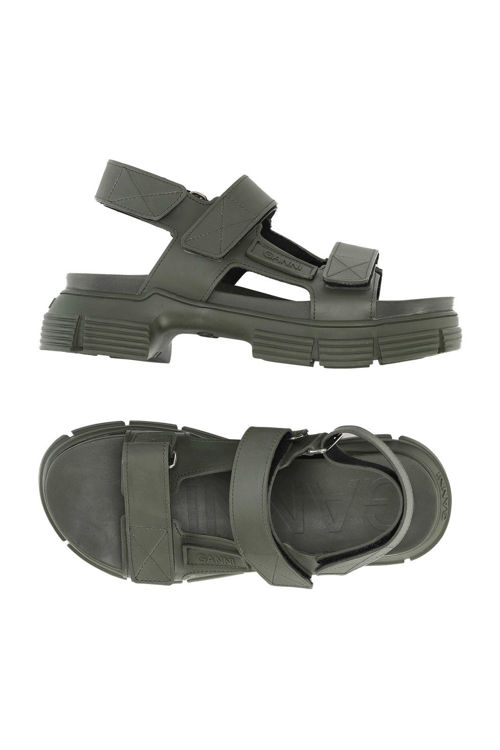 Ganni velcro sandal i genanvendt gummi kalamata