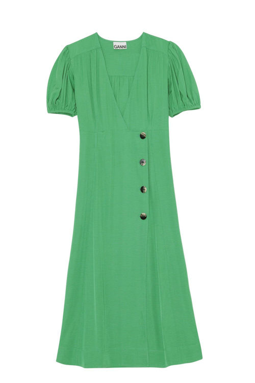 Ganni ripstop slå-om-kjole kelly green