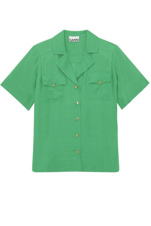 Ganni ripstop bluse kelly green