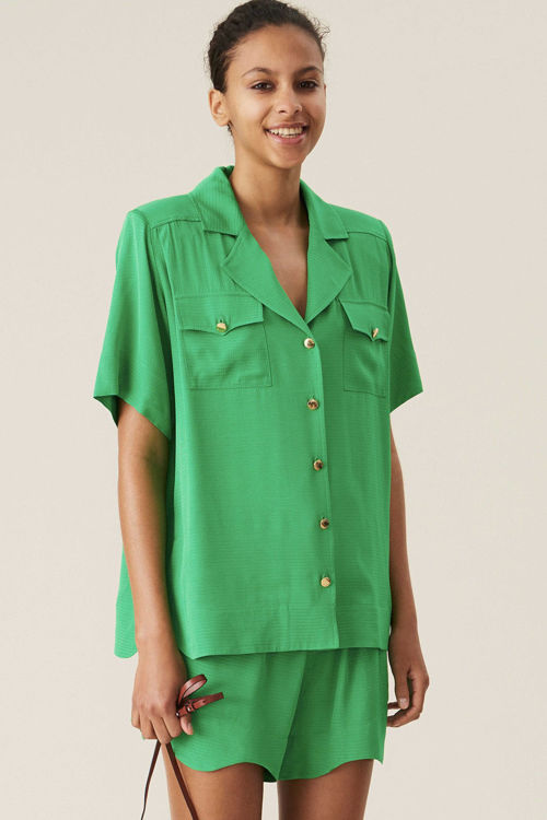 Ganni ripstop bluse kelly green