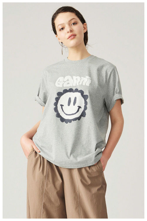 Ganni Smiley T-shirt jersey paloma melange