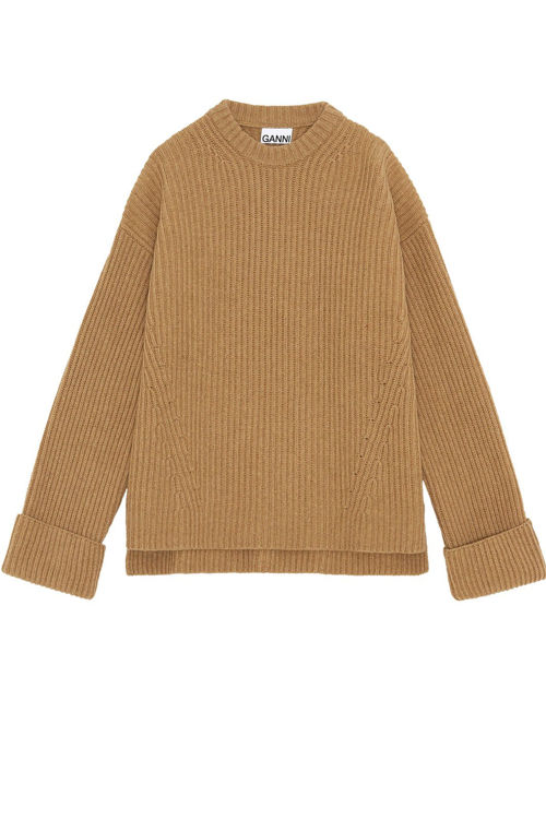 Ganni ribstrik pullover camel