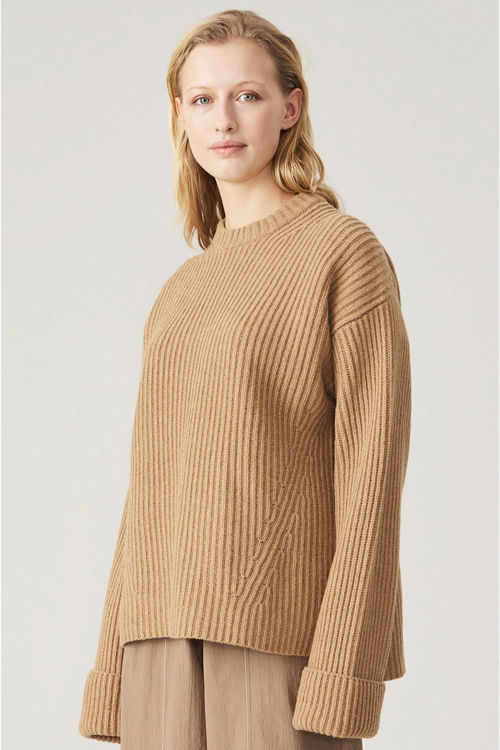 Ganni ribstrik pullover camel