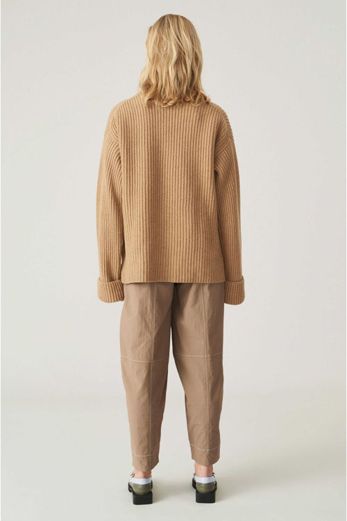 Ganni ribstrik pullover camel