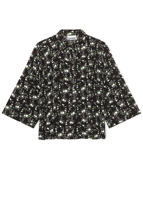 Ganni kreppet blomsterprint bluse phantom