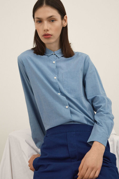 Aiayu Essential poplin skjorte deep blue