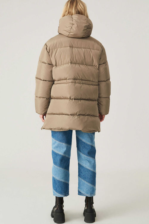 Ganni oversized puffer midi jakke fossil