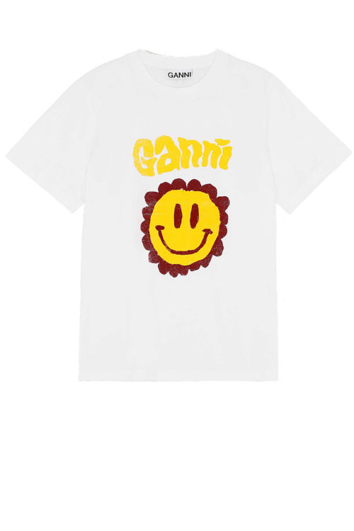 Ganni T-Shirt Smiley Flower bright white