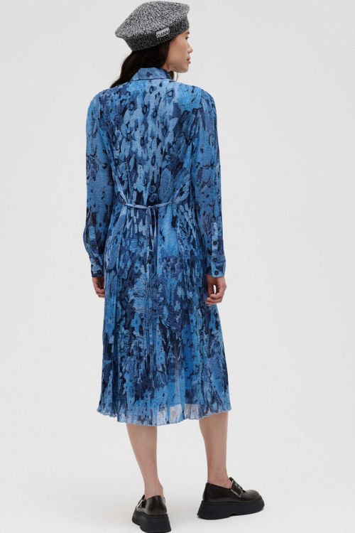 Ganni Georgette midi kjole plain blue