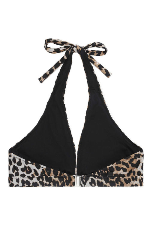 Ganni Halter recycled printed bikinitop leopard