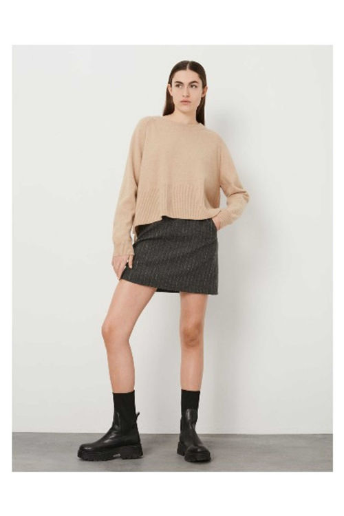 rabens Saloner Nami curly stipes short skirt grey