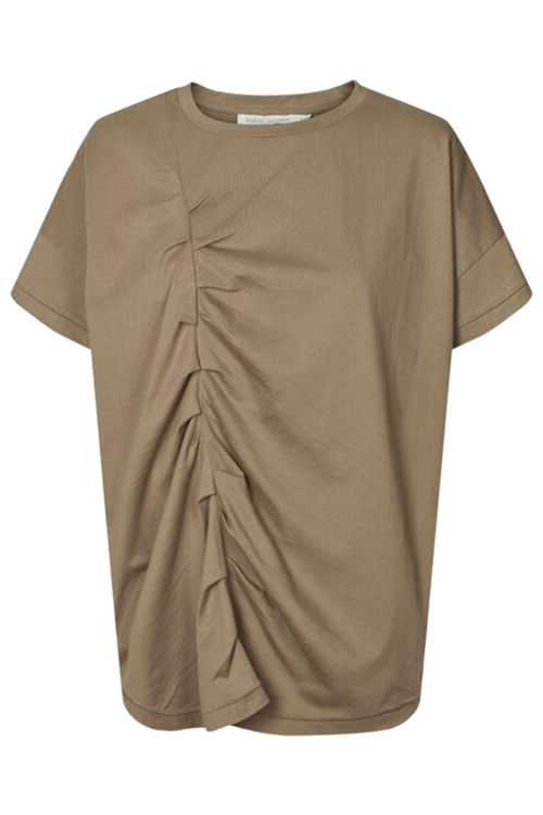 Rabens Saloner Ava ruched jersey top mud