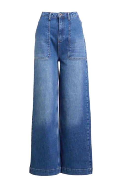 Rabens Saloner Ingrid wide leg pant washed blue