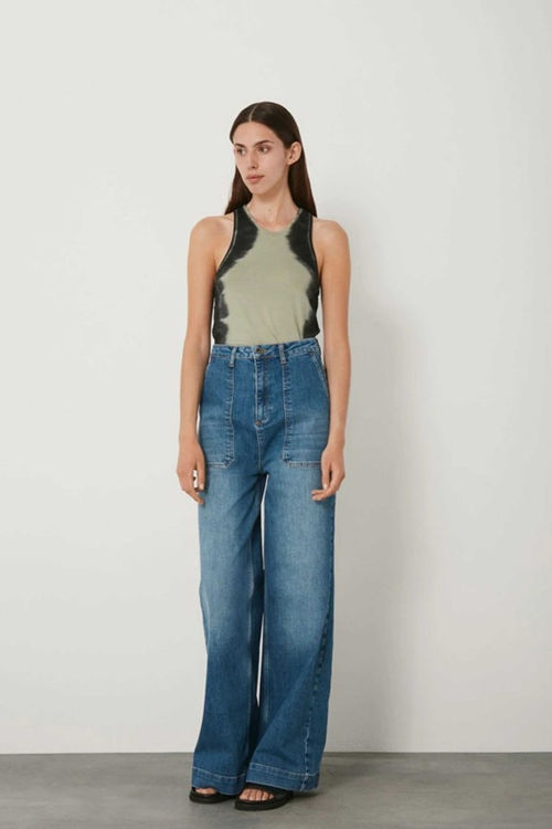 Rabens Saloner Ingrid wide leg pant washed blue